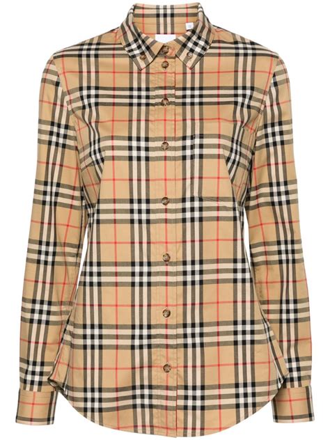 lino a quadri grandi tipo burberry|Camice Burberry in Lino Beige taglia XL International .